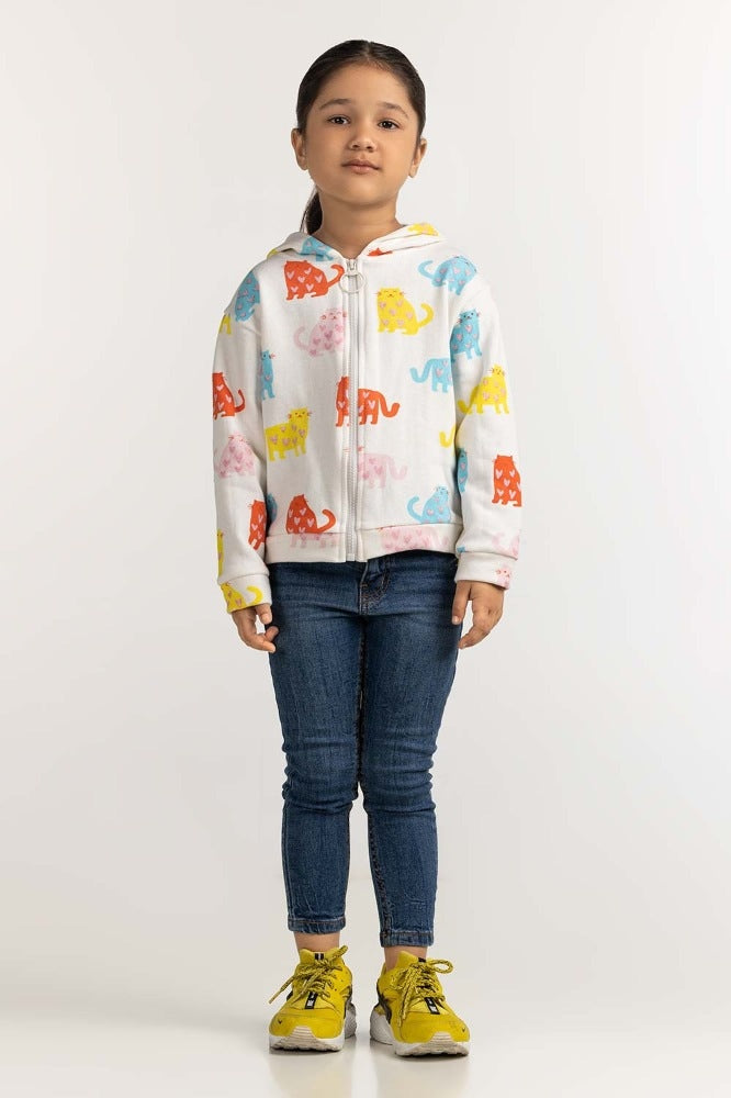 Toddler Girl White Basic Sweatshirt TG- SWS-WS23-002