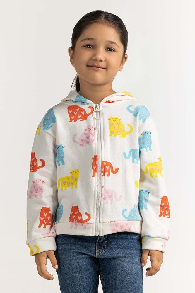 Toddler Girl White Basic Sweatshirt TG- SWS-WS23-002