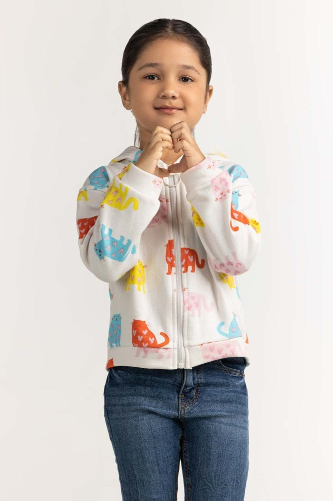 Toddler Girl White Basic Sweatshirt TG- SWS-WS23-002