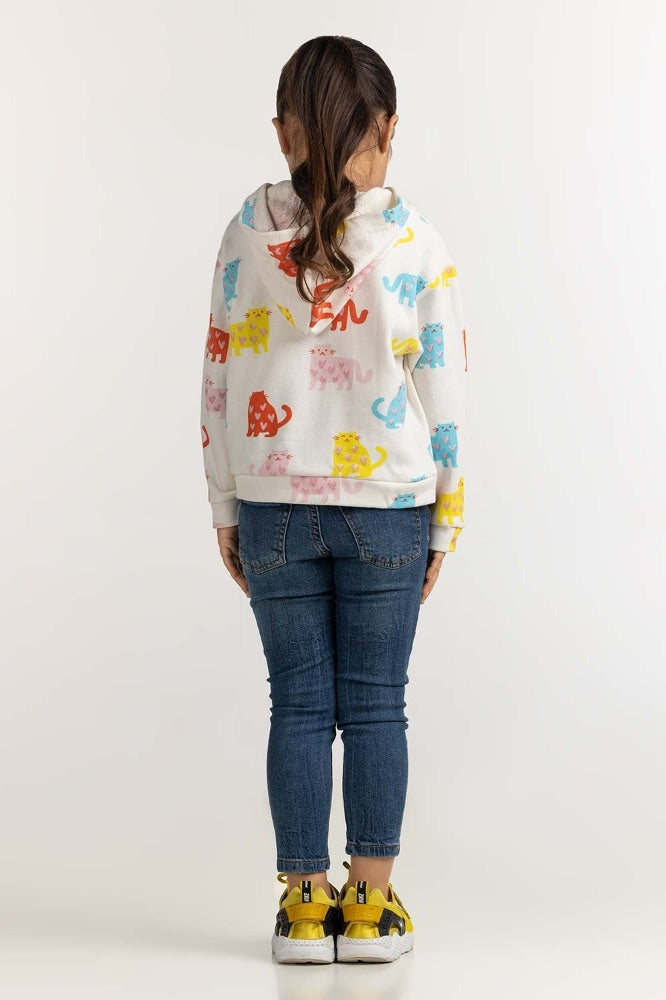 Toddler Girl White Basic Sweatshirt TG- SWS-WS23-002