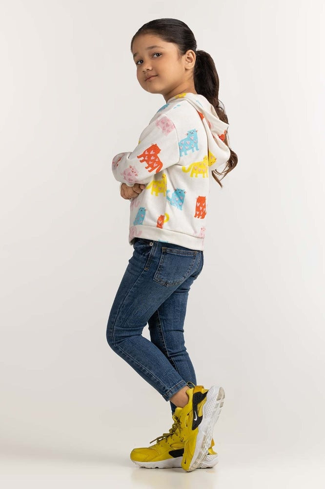 Toddler Girl White Basic Sweatshirt TG- SWS-WS23-002