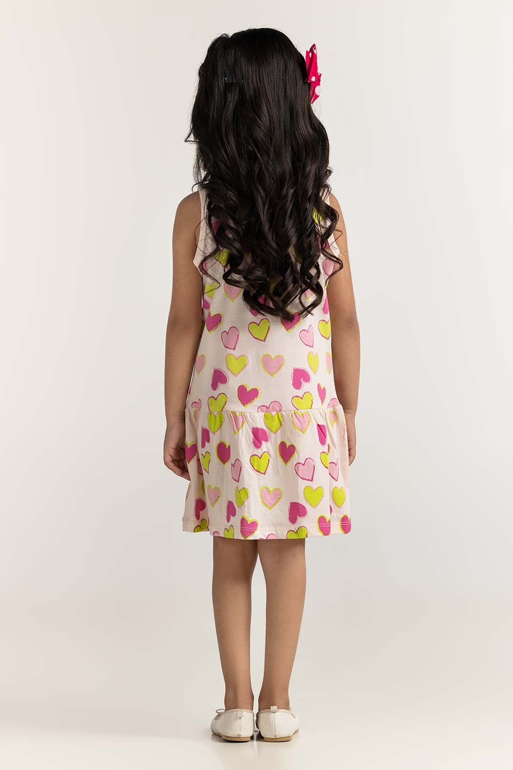 Toddler Girl White Printed Dress TG-DRS-SS24-403