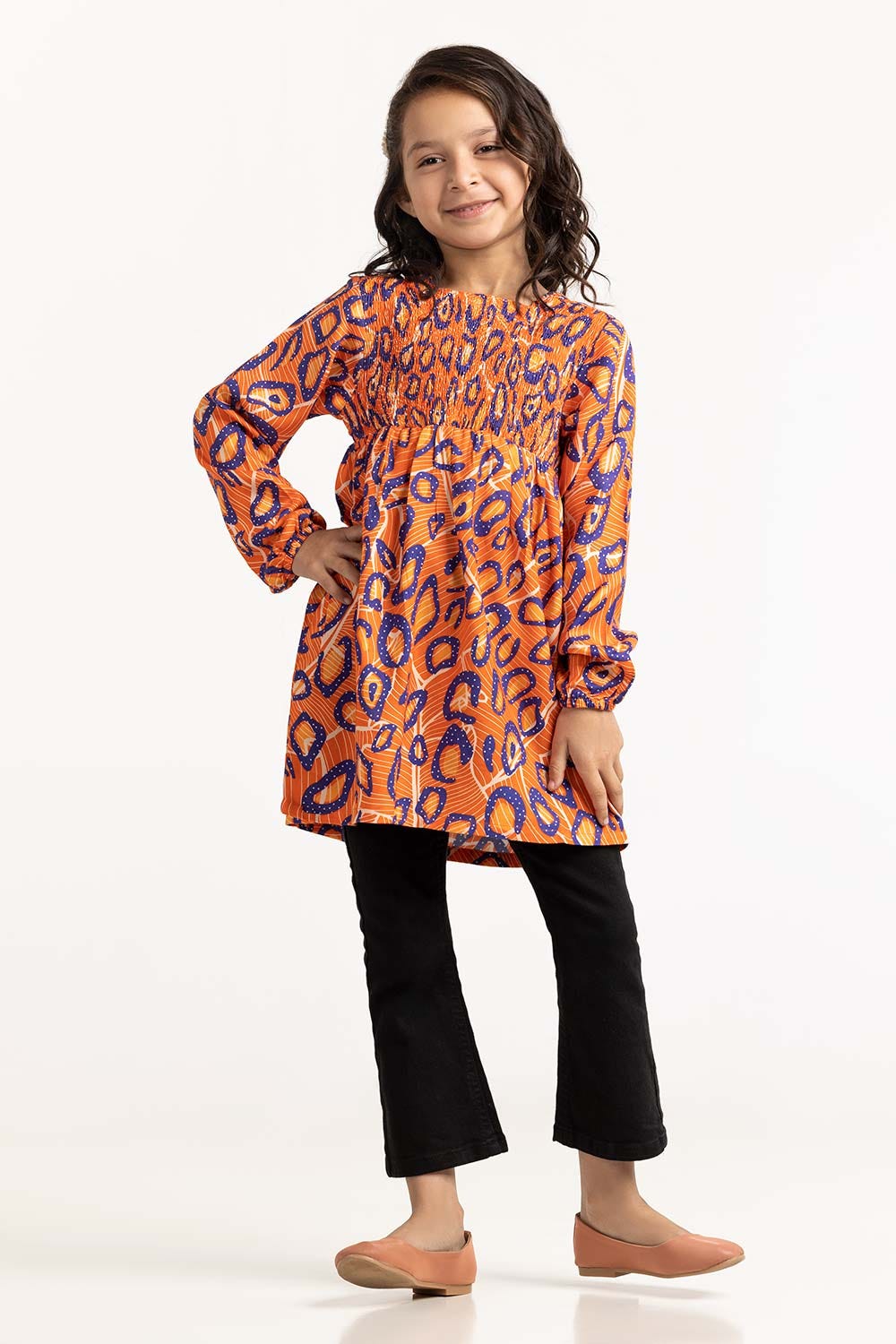 Toddler Girl Orange Blouse 224-617-017