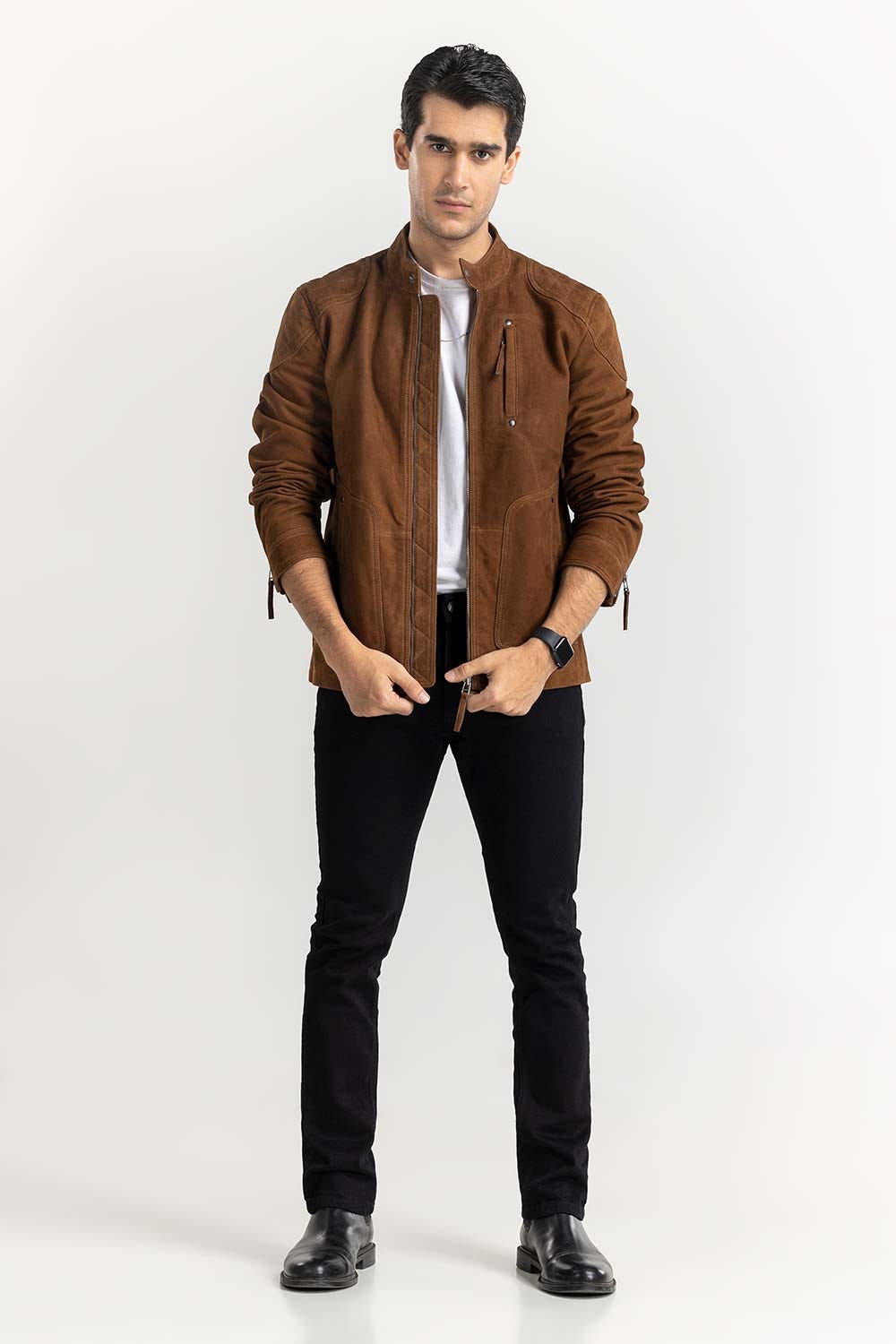 Vehisky Suede Leather Motor Racer Jacket JKT-LTH22-056