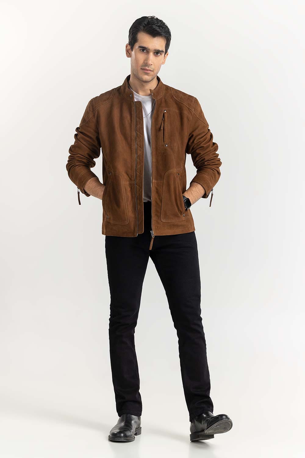 Vehisky Suede Leather Motor Racer Jacket JKT-LTH22-056