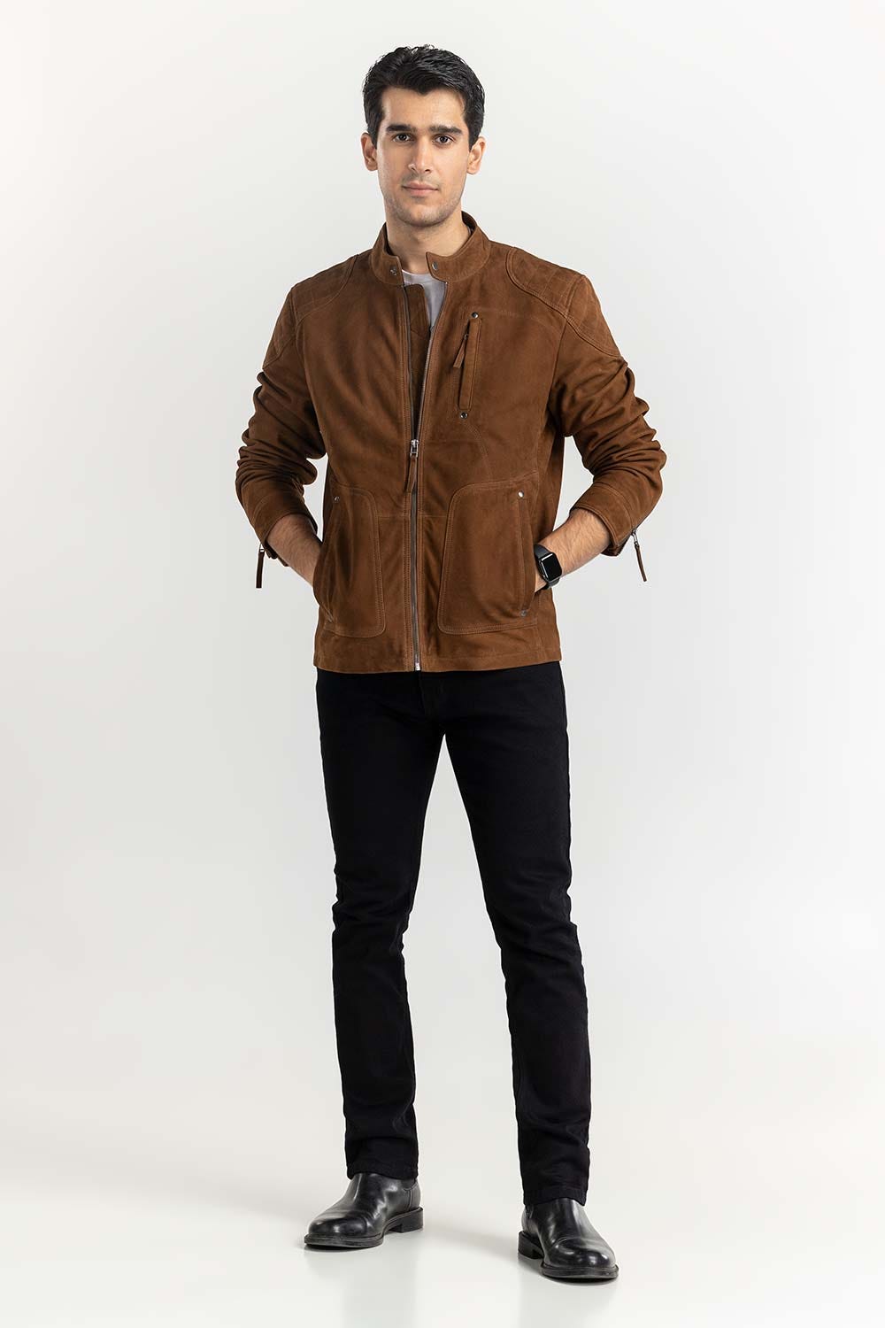 Vehisky Suede Leather Motor Racer Jacket JKT-LTH22-056
