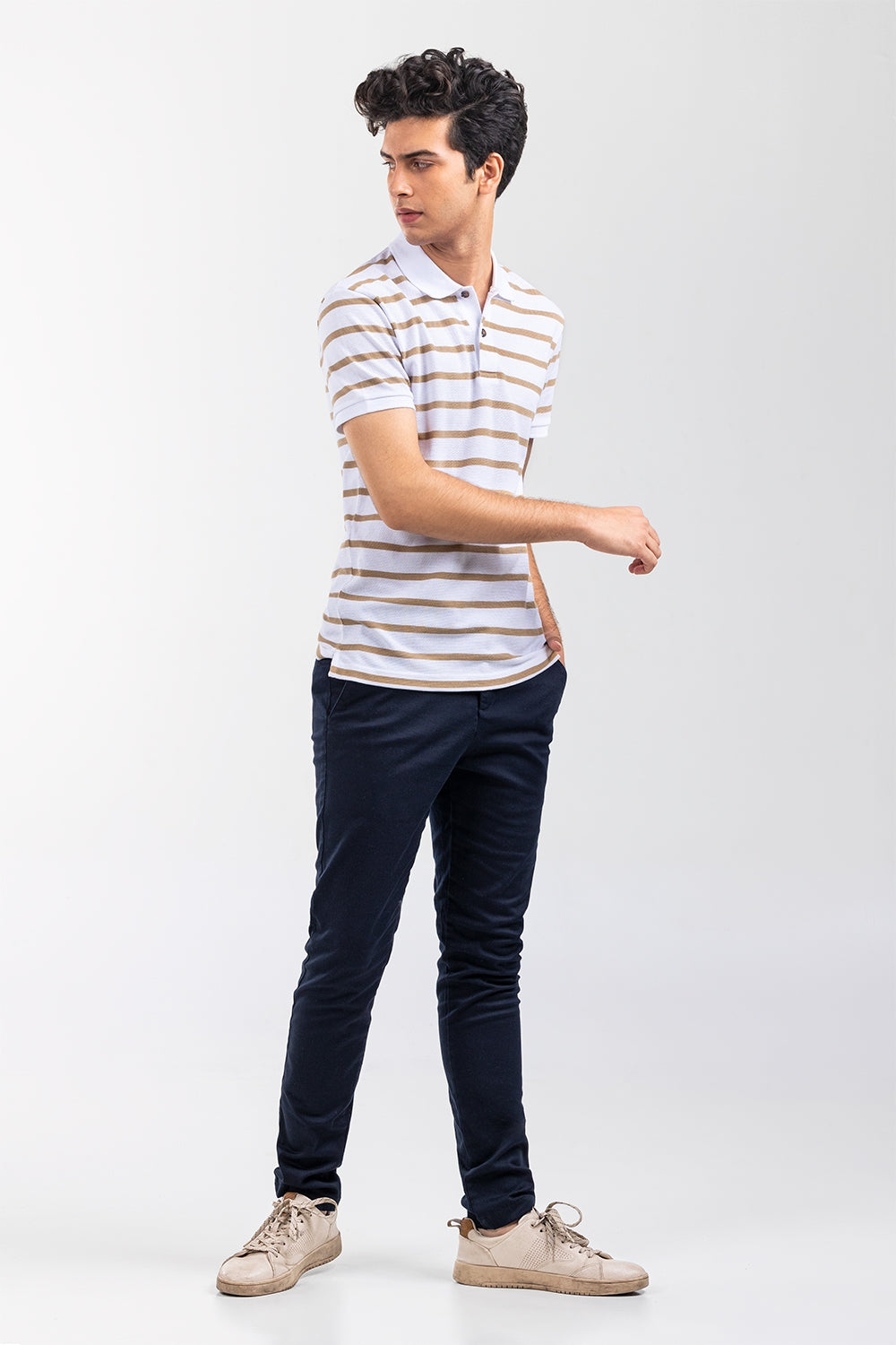 White-Khaki Urban Polo PKP-YD-D68