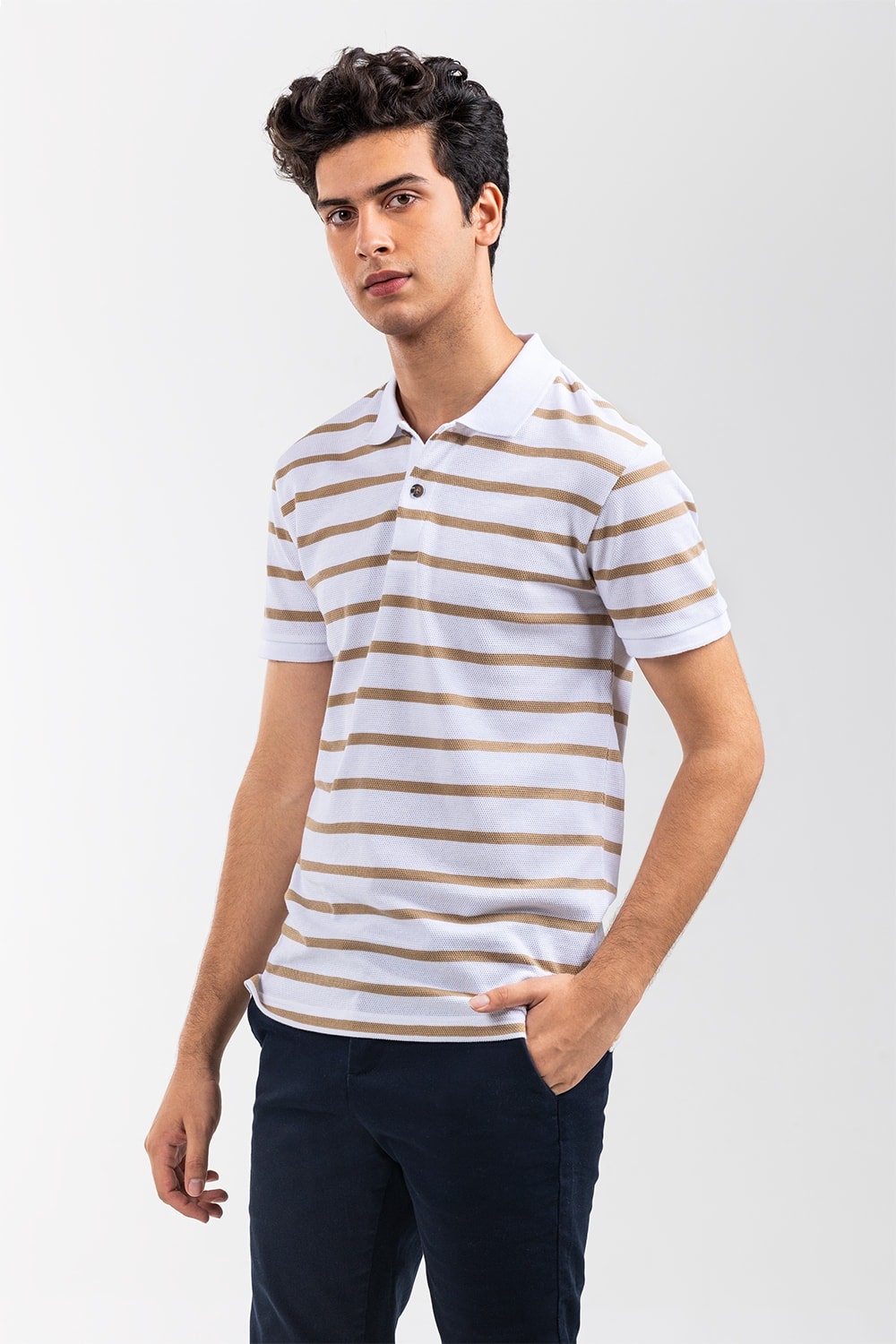 White-Khaki Urban Polo PKP-YD-D68