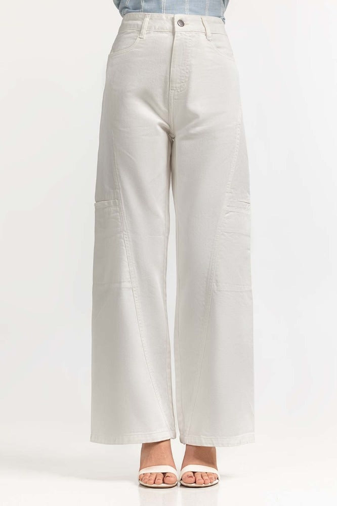 White Basic Non Denim Jeans WM-NDJ-SS24-009