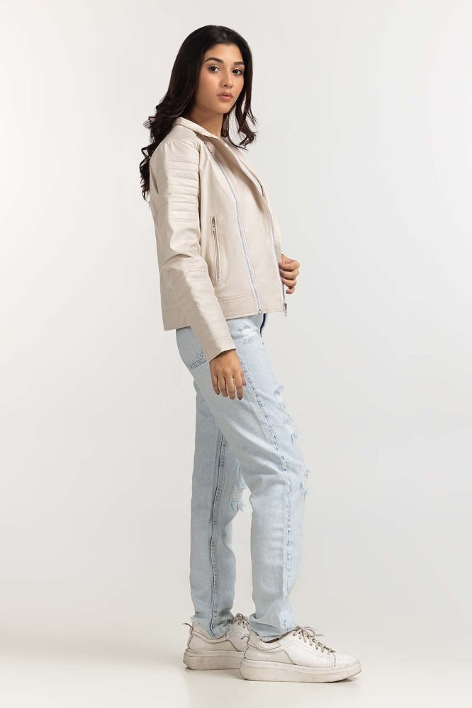 White Basic PU Jacket WM-JKT-WS23-019