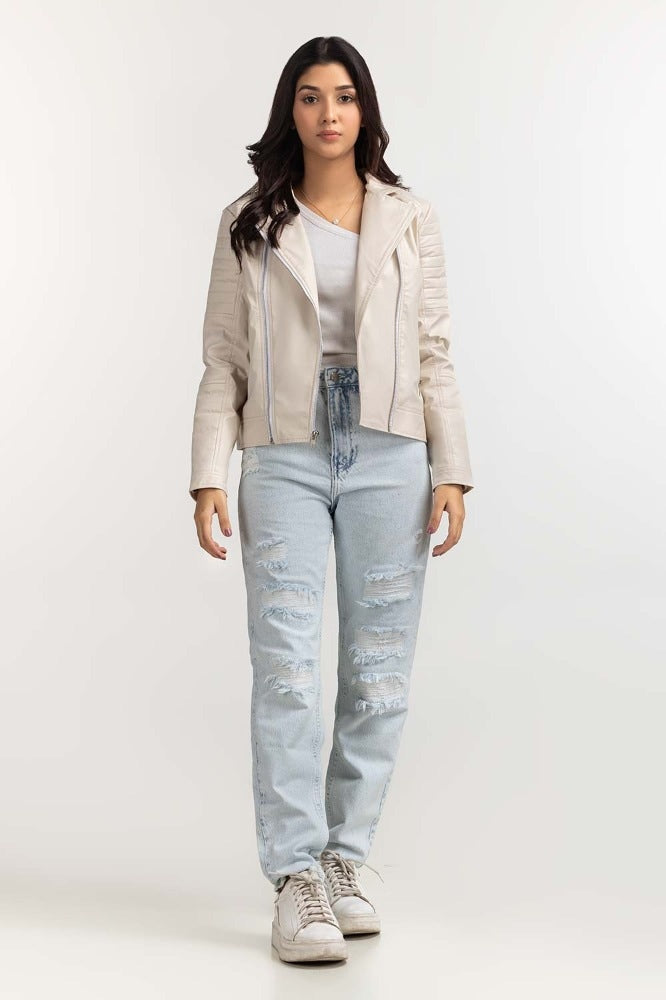 White Basic PU Jacket WM-JKT-WS23-019