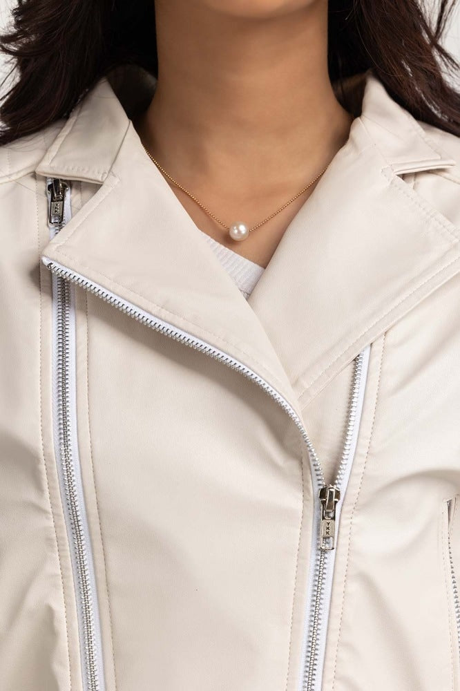 White Basic PU Jacket WM-JKT-WS23-019
