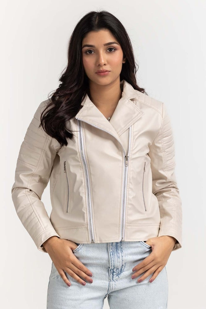 White Basic PU Jacket WM-JKT-WS23-019