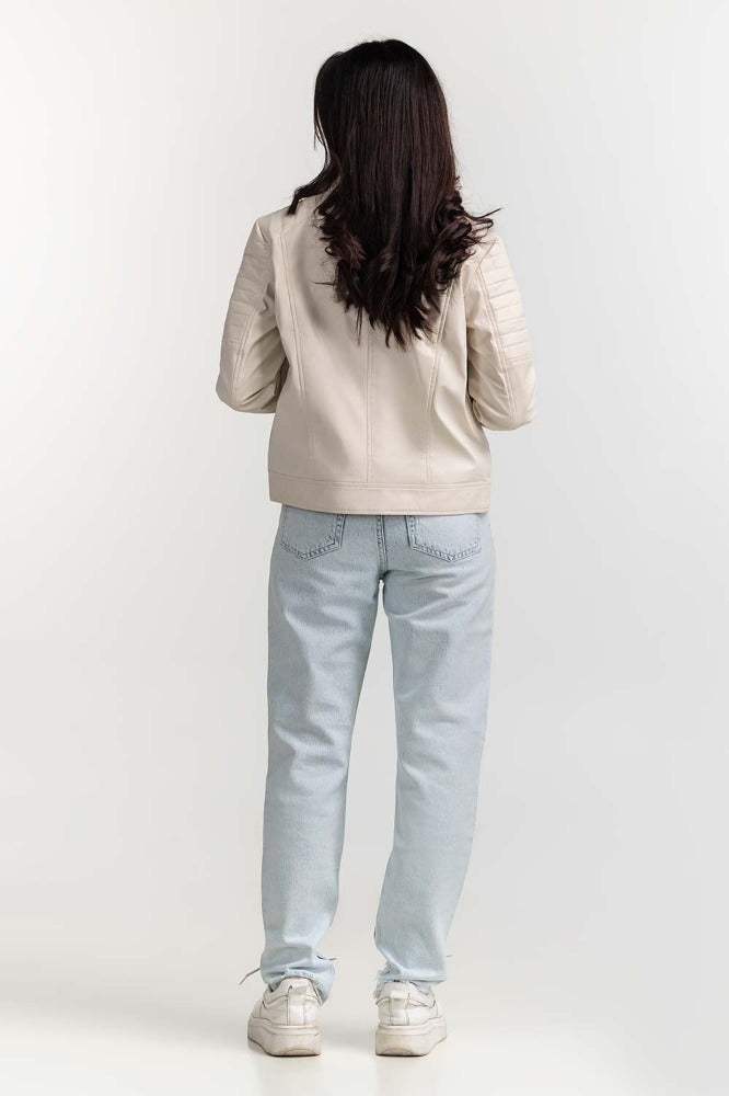 White Basic PU Jacket WM-JKT-WS23-019