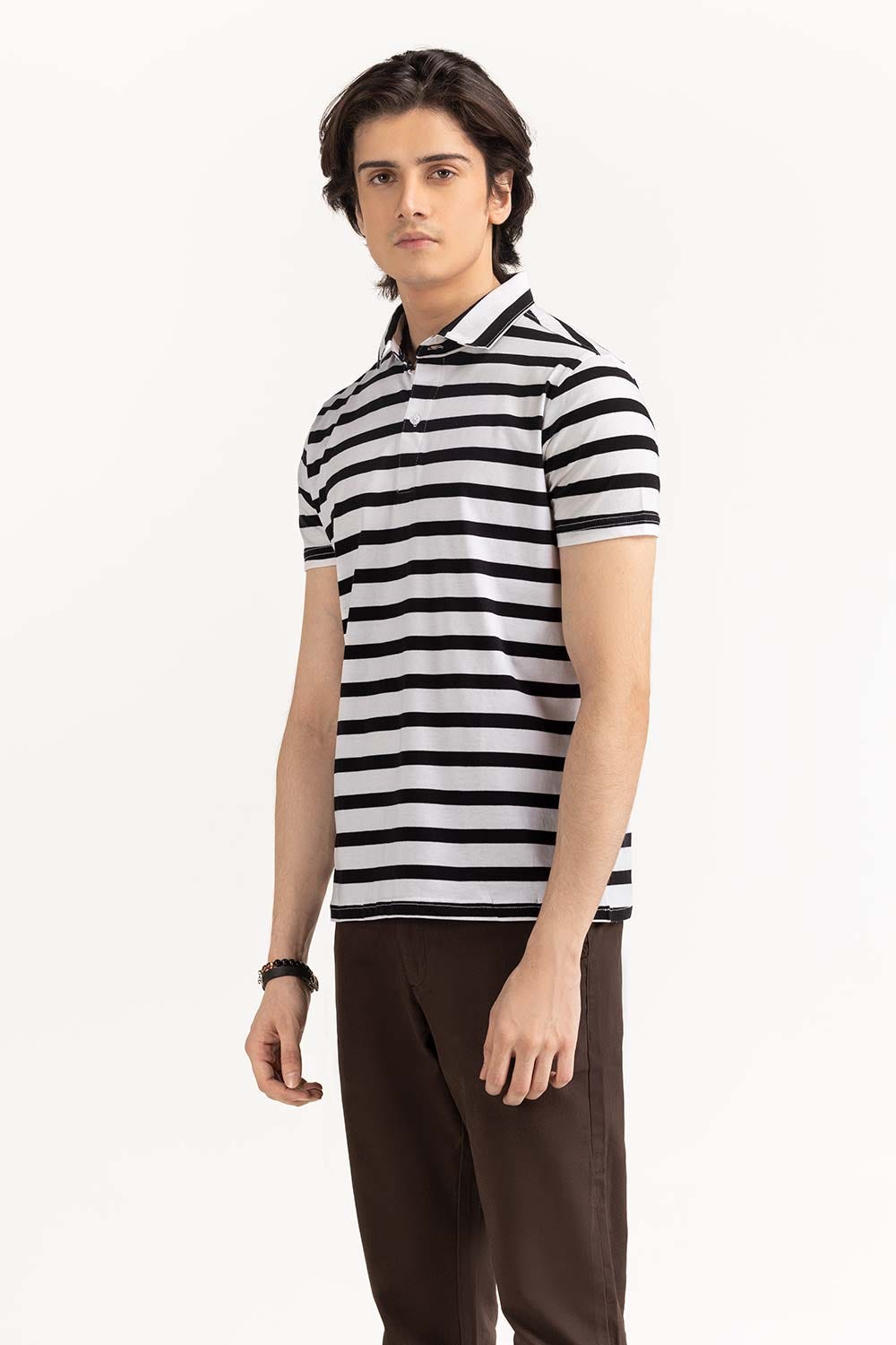 White Black Basic Polo PS-FSJ23-191