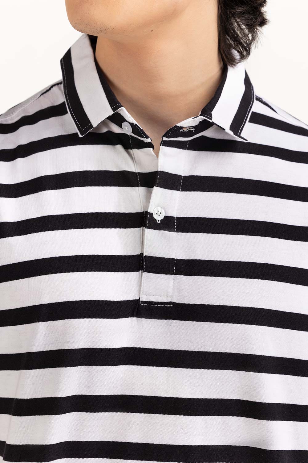 White Black Basic Polo PS-FSJ23-191