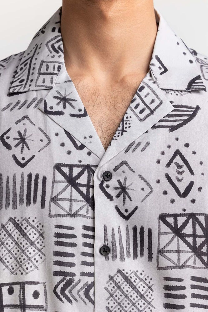 White Black Digital Printed Casual Shirt MN-CS-PD23-010