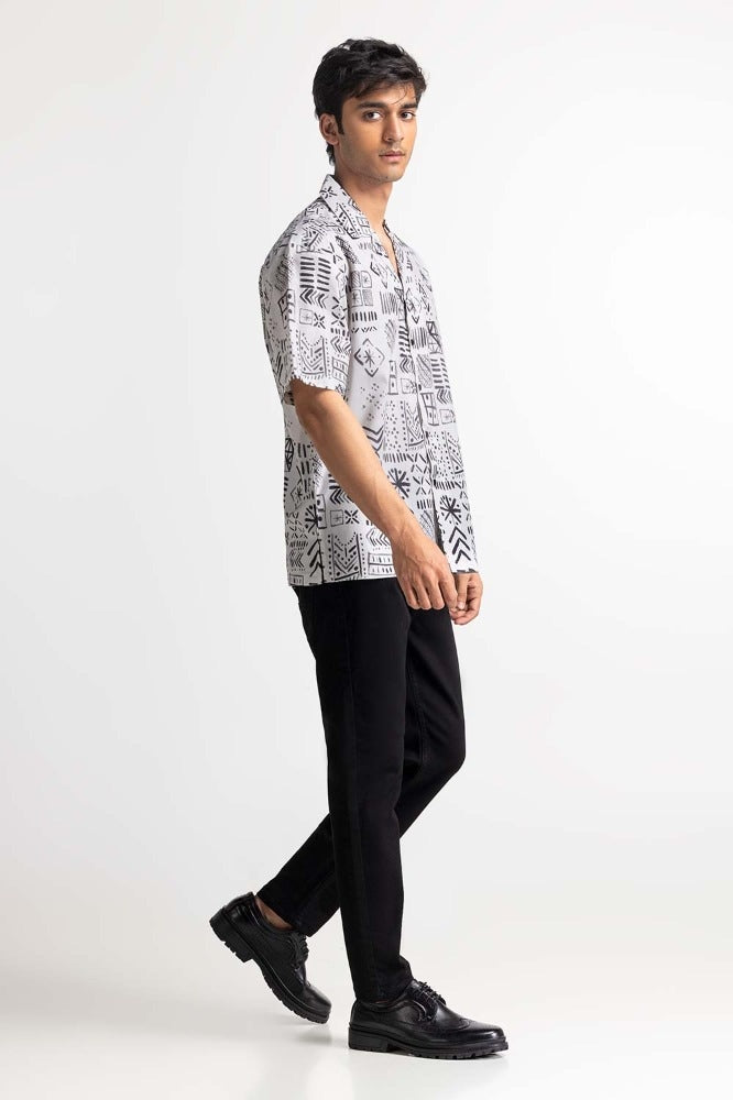 White Black Digital Printed Casual Shirt MN-CS-PD23-010