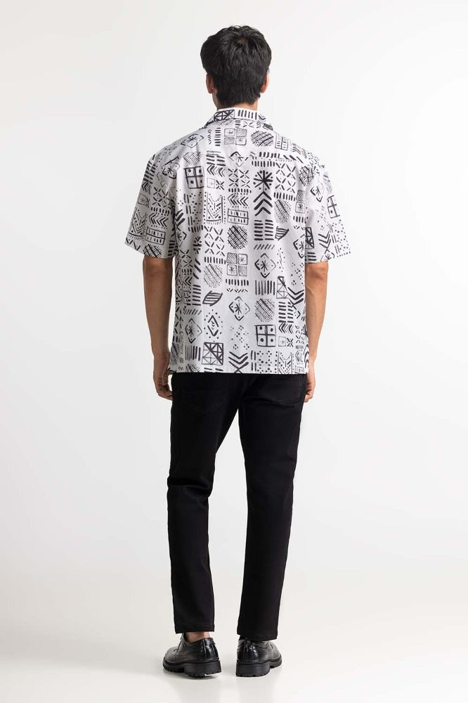 White Black Digital Printed Casual Shirt MN-CS-PD23-010