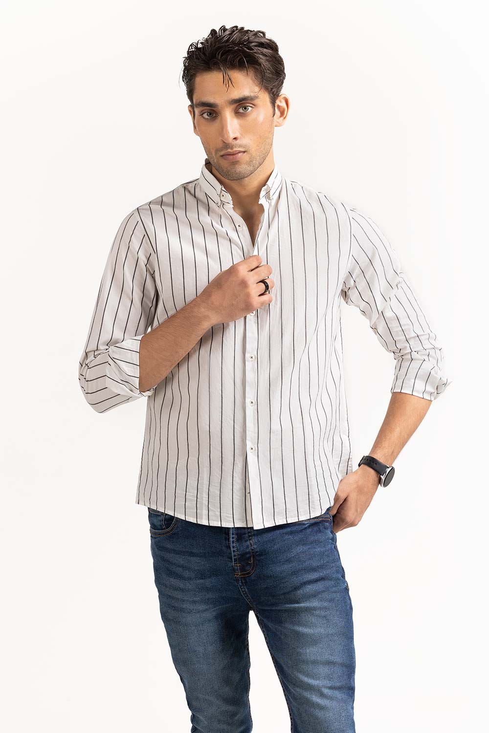White Black striped Casual Shirt CS-YD22-046