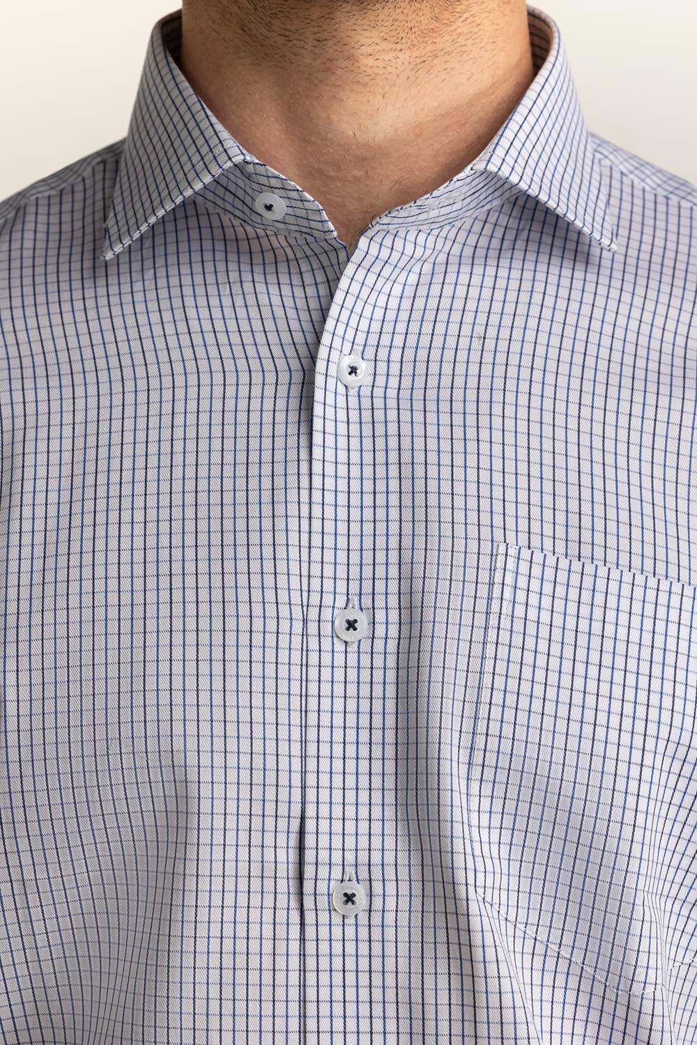 White Blue Checkered Formal Shirt MN-FS-YD24-059
