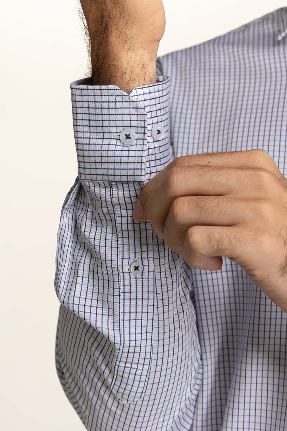 White Blue Checkered Formal Shirt MN-FS-YD24-059