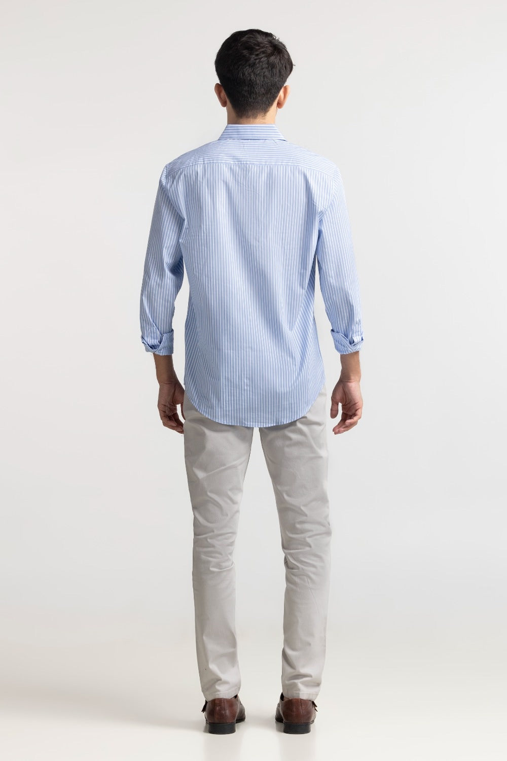 White Blue Striped Casual Shirt MN-CS-SS24-040