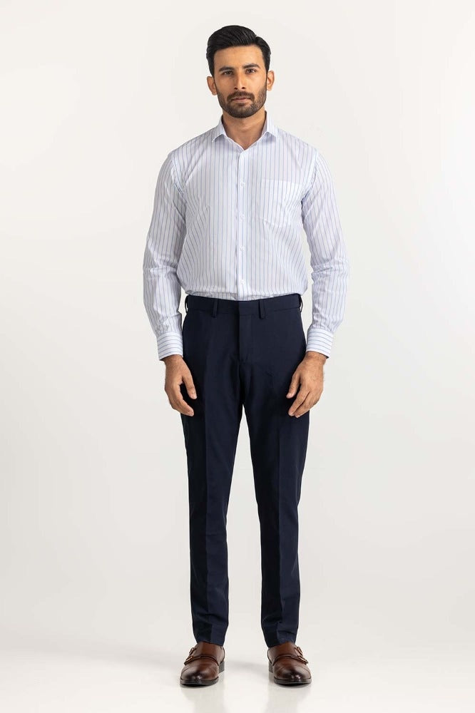 White Blue Stripe Formal Shirt MN-FS-PD24-031