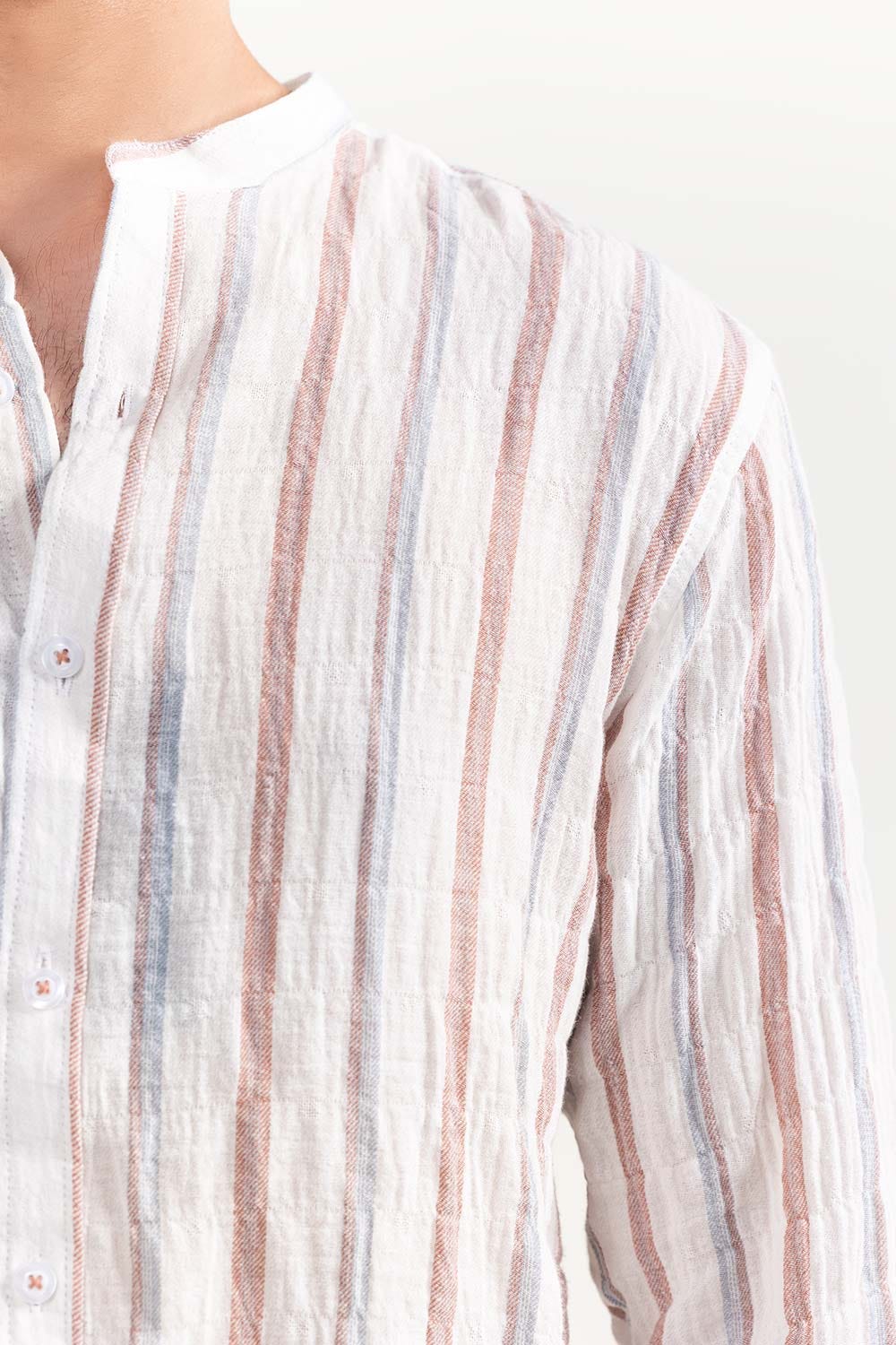 White Brown Striped Casual Shirt CM-YD-2965 CS
