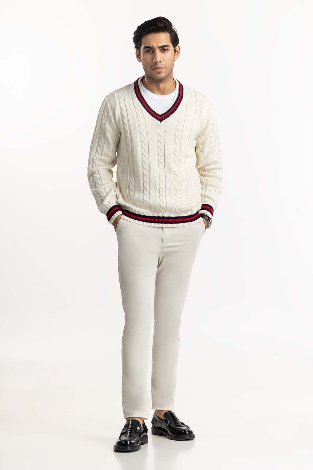 White Cricket Sweater SWT-FFSVN22-102