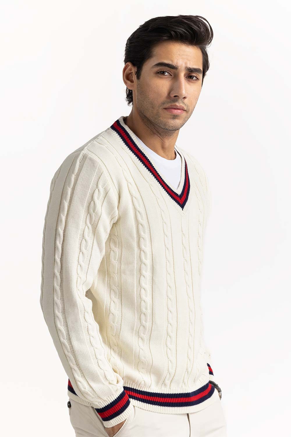 White Cricket Sweater SWT-FFSVN22-102