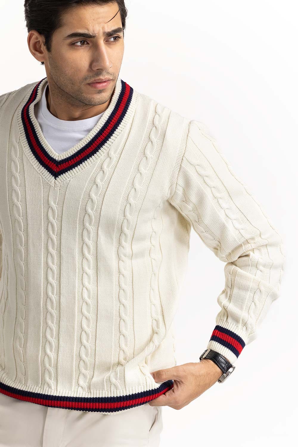 White Cricket Sweater SWT-FFSVN22-102