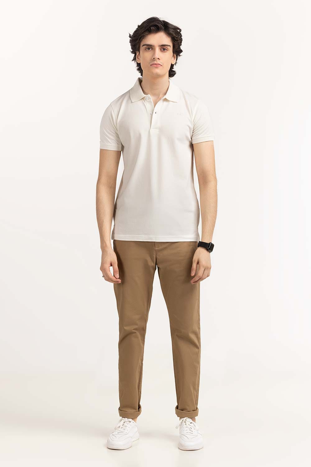 White Embroidered Polo PS-FPK23-183