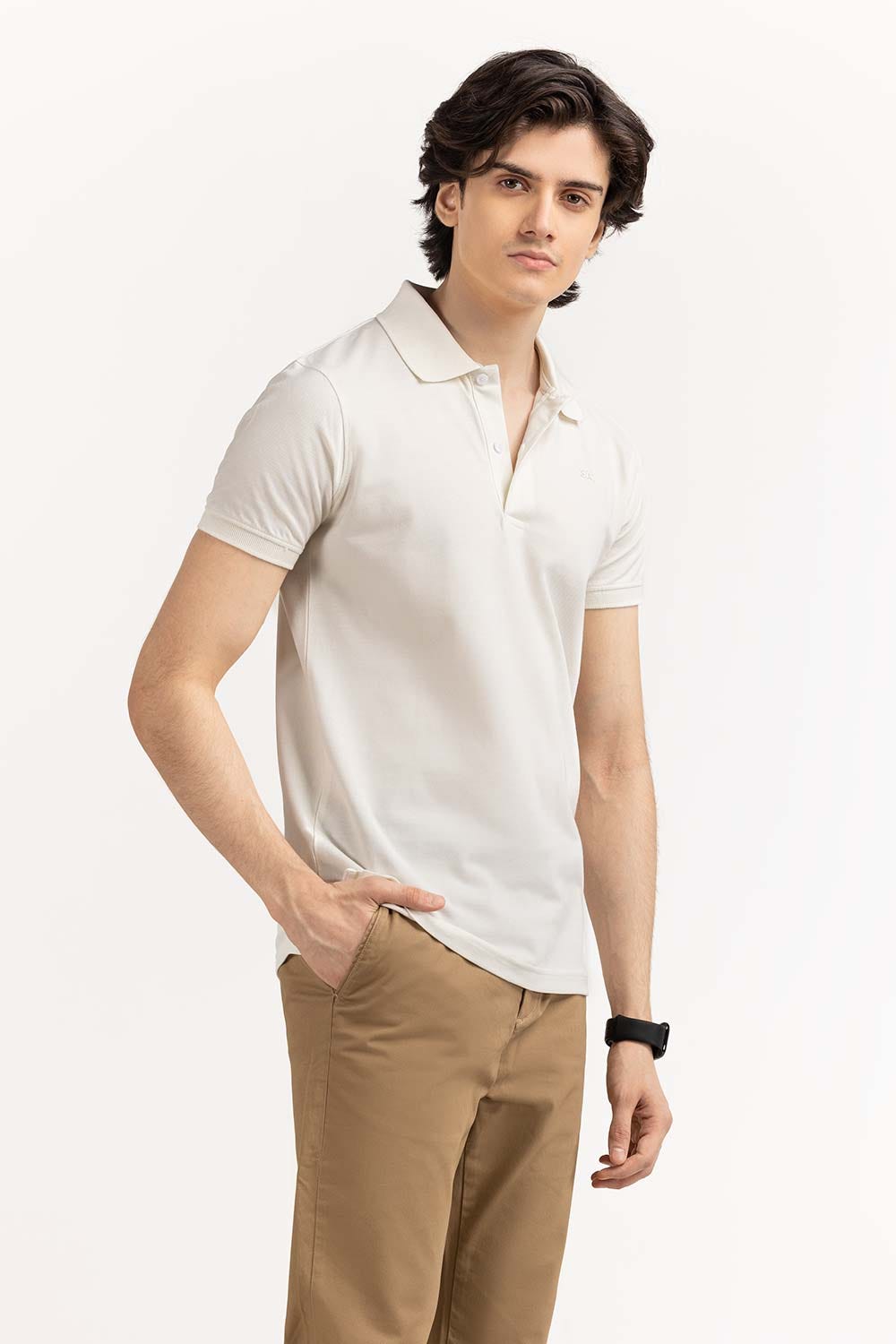 White Embroidered Polo PS-FPK23-183