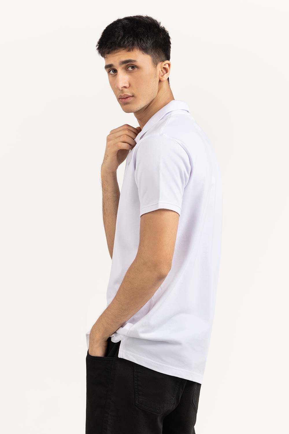 White Embroidered Polo PS-FPK23-188