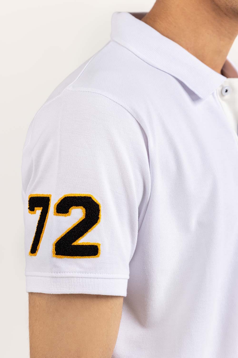 White Embroidered Polo PS-FPK23-188