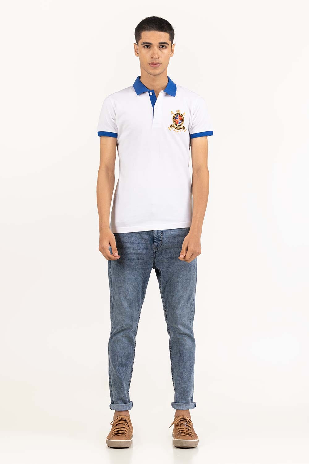 White Embroidered Polo PS-FPK23-250