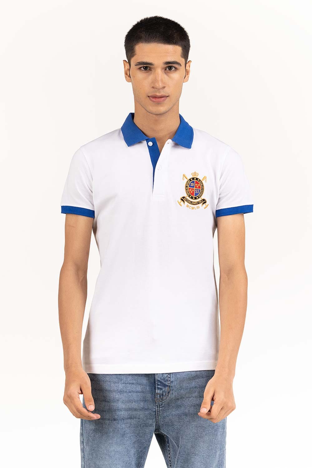 White Embroidered Polo PS-FPK23-250