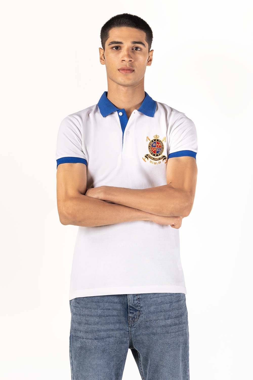 White Embroidered Polo PS-FPK23-250