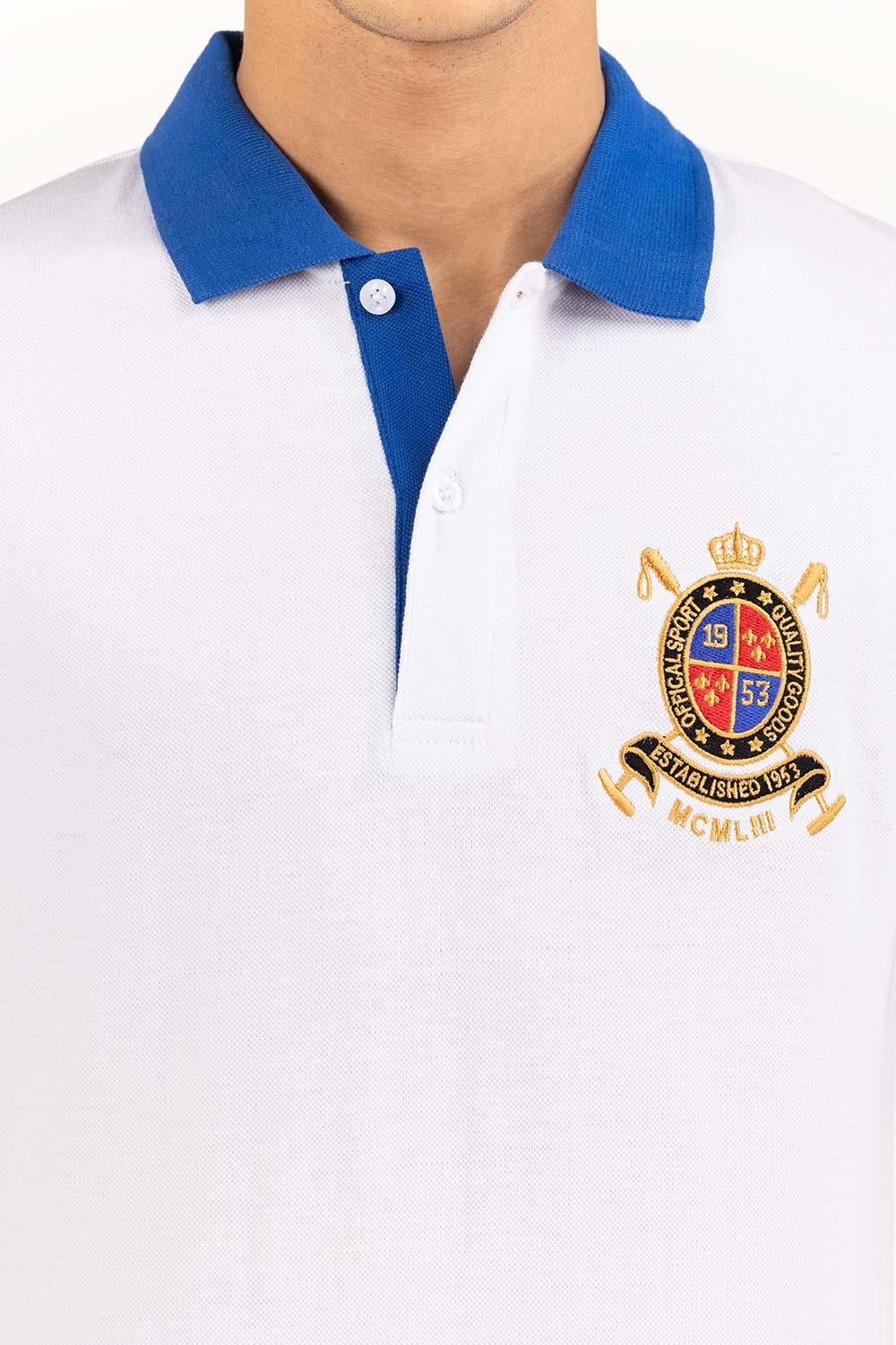 White Embroidered Polo PS-FPK23-250
