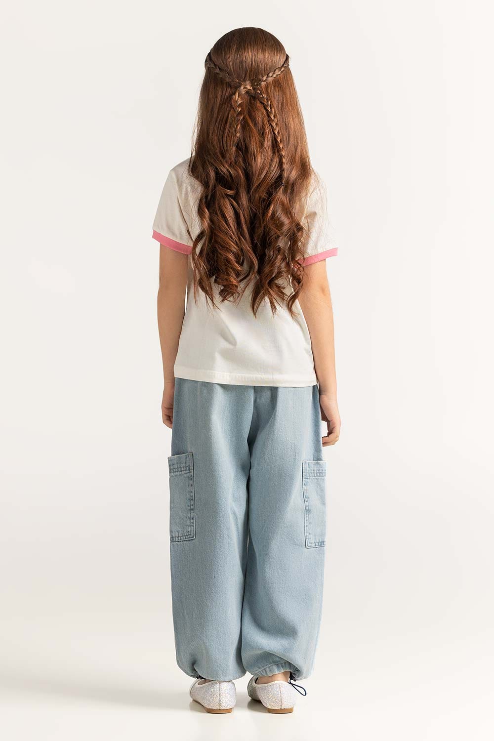 White Junior Girl Knit Printed Tee JG-TS-SS24-005