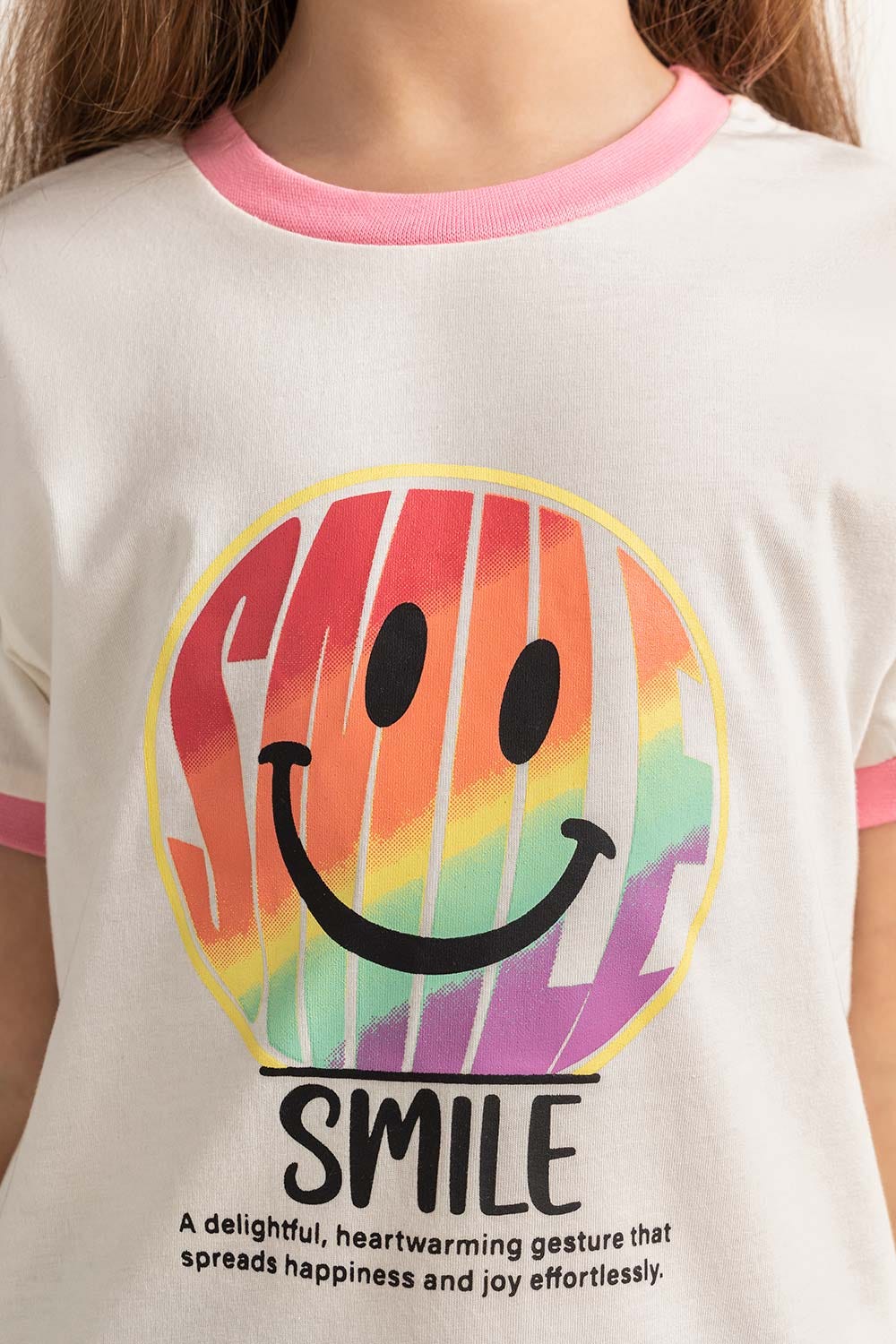 White Junior Girl Knit Printed Tee JG-TS-SS24-005