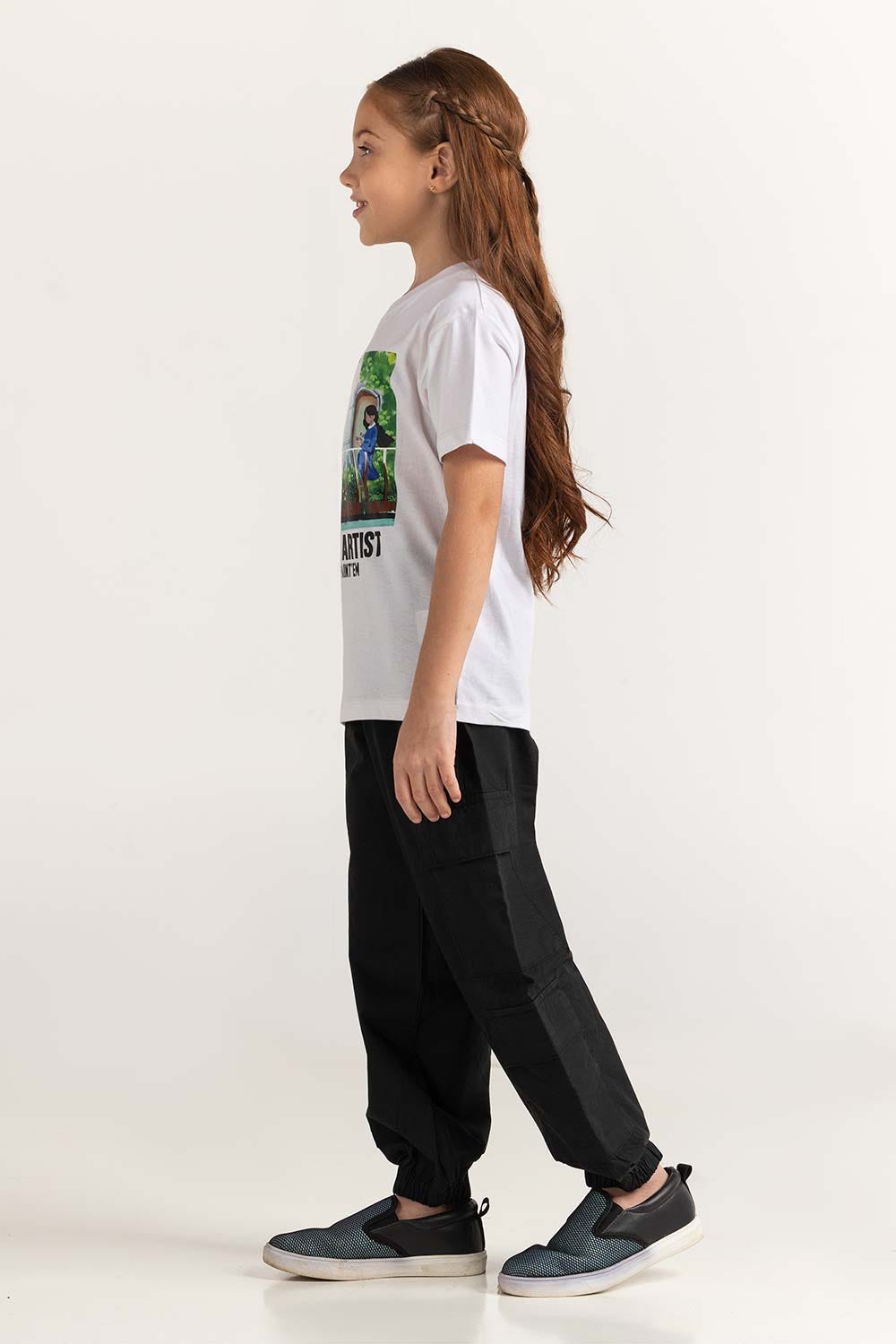 White Junior Girl Knit Printed Tee JG-TS-SS24-021