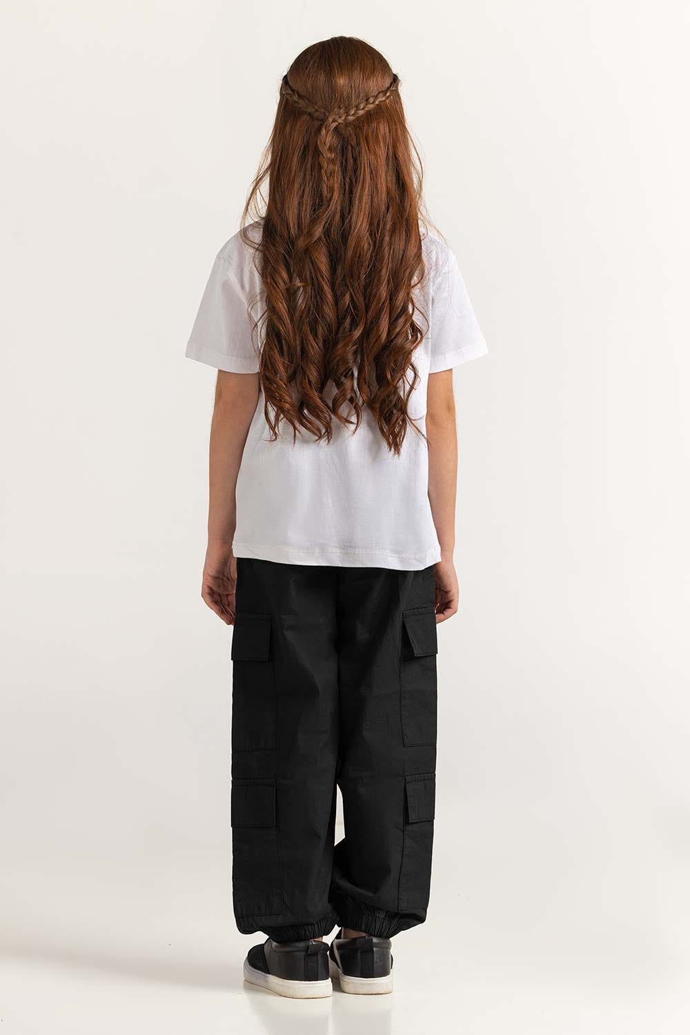 White Junior Girl Knit Printed Tee JG-TS-SS24-021