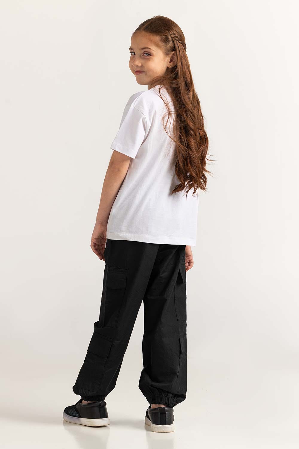 White Junior Girl Knit Printed Tee JG-TS-SS24-021