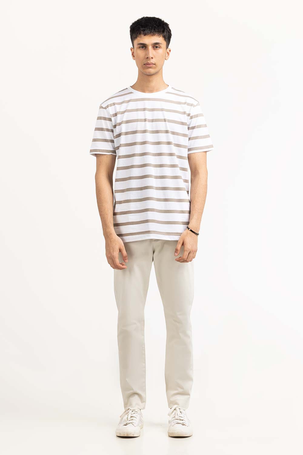 White Khaki Basic Tee TS-CNSJ23-063