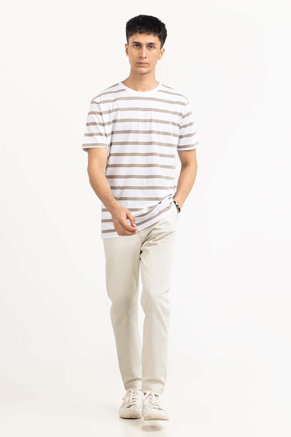 White Khaki Basic Tee TS-CNSJ23-063
