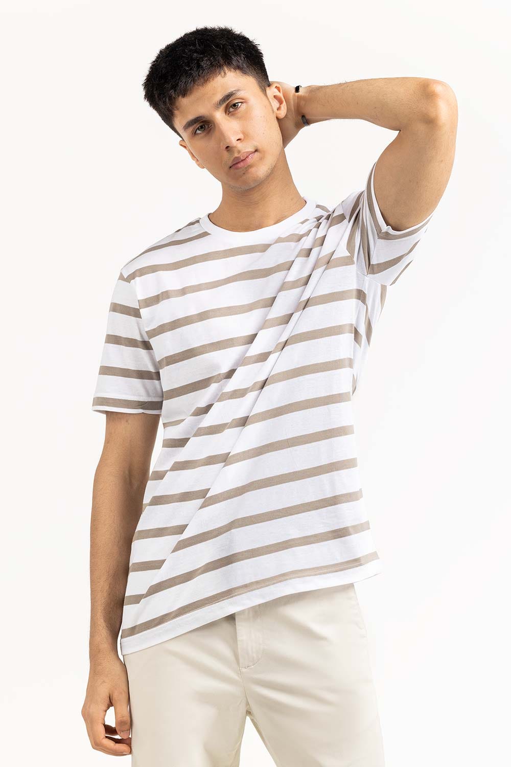 White Khaki Basic Tee TS-CNSJ23-063