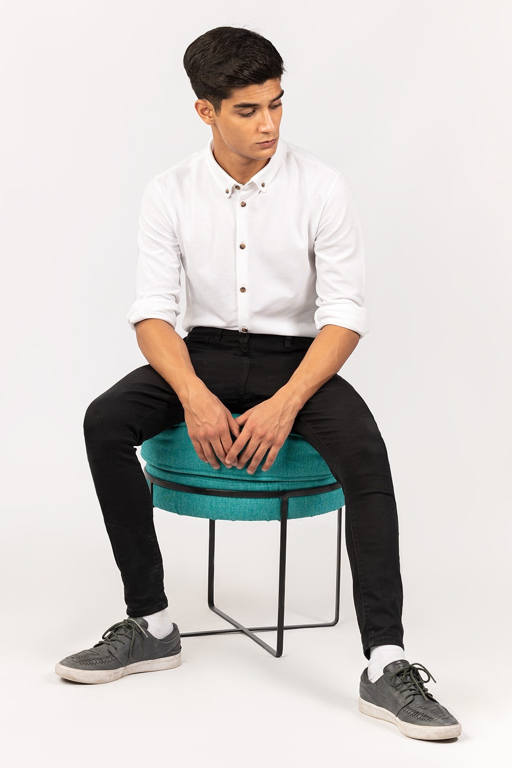 White Knitted Casual Shirt FS-CS-KNIT-D11