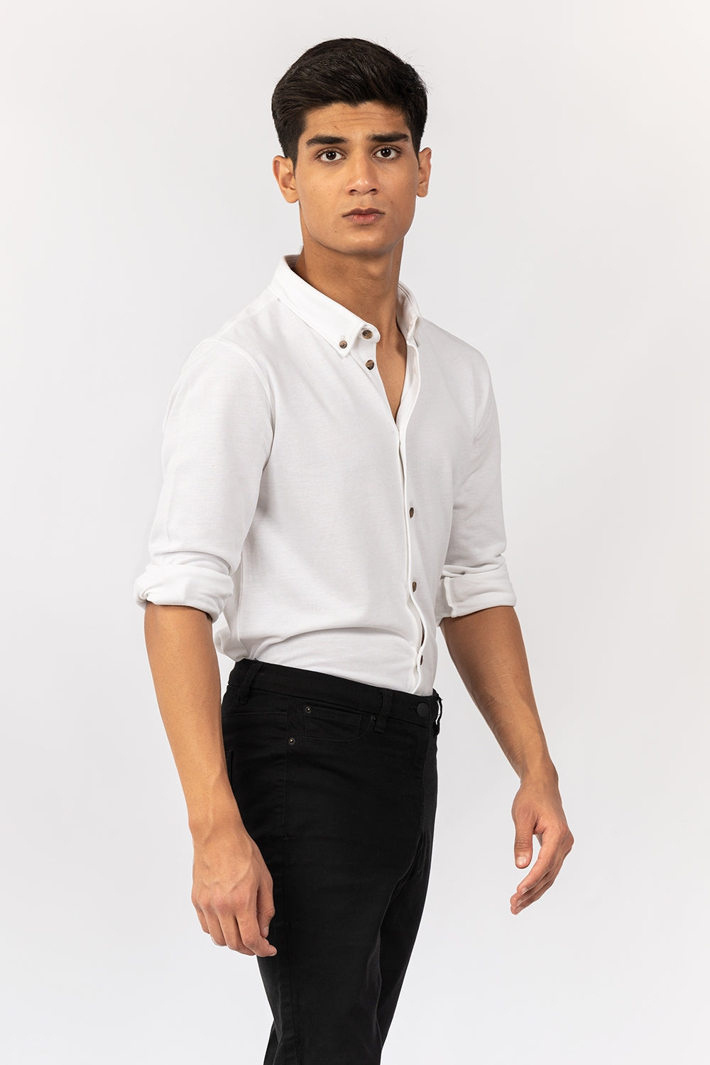 White Knitted Casual Shirt FS-CS-KNIT-D11